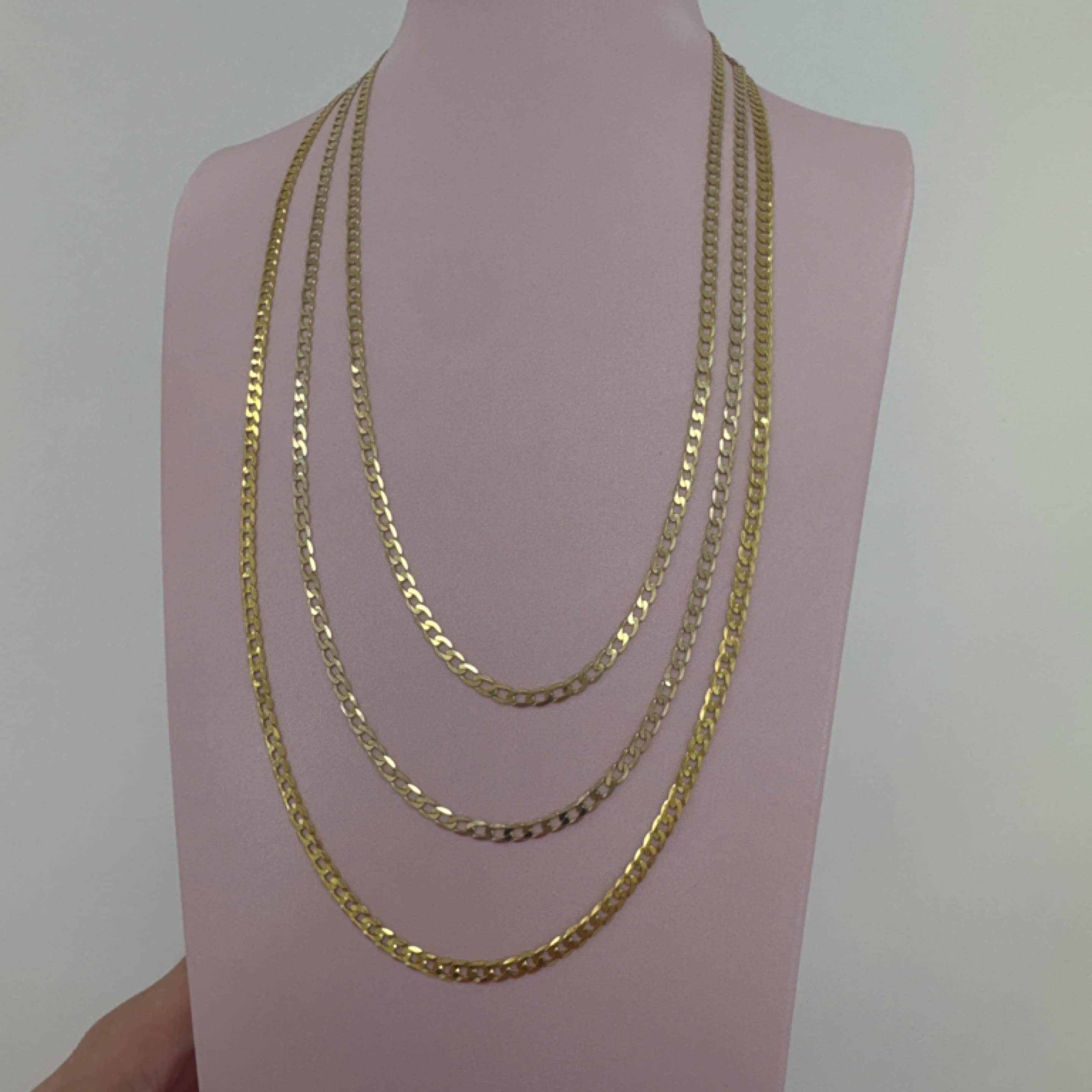 Corte de brillo chain solid 3mm 10KT