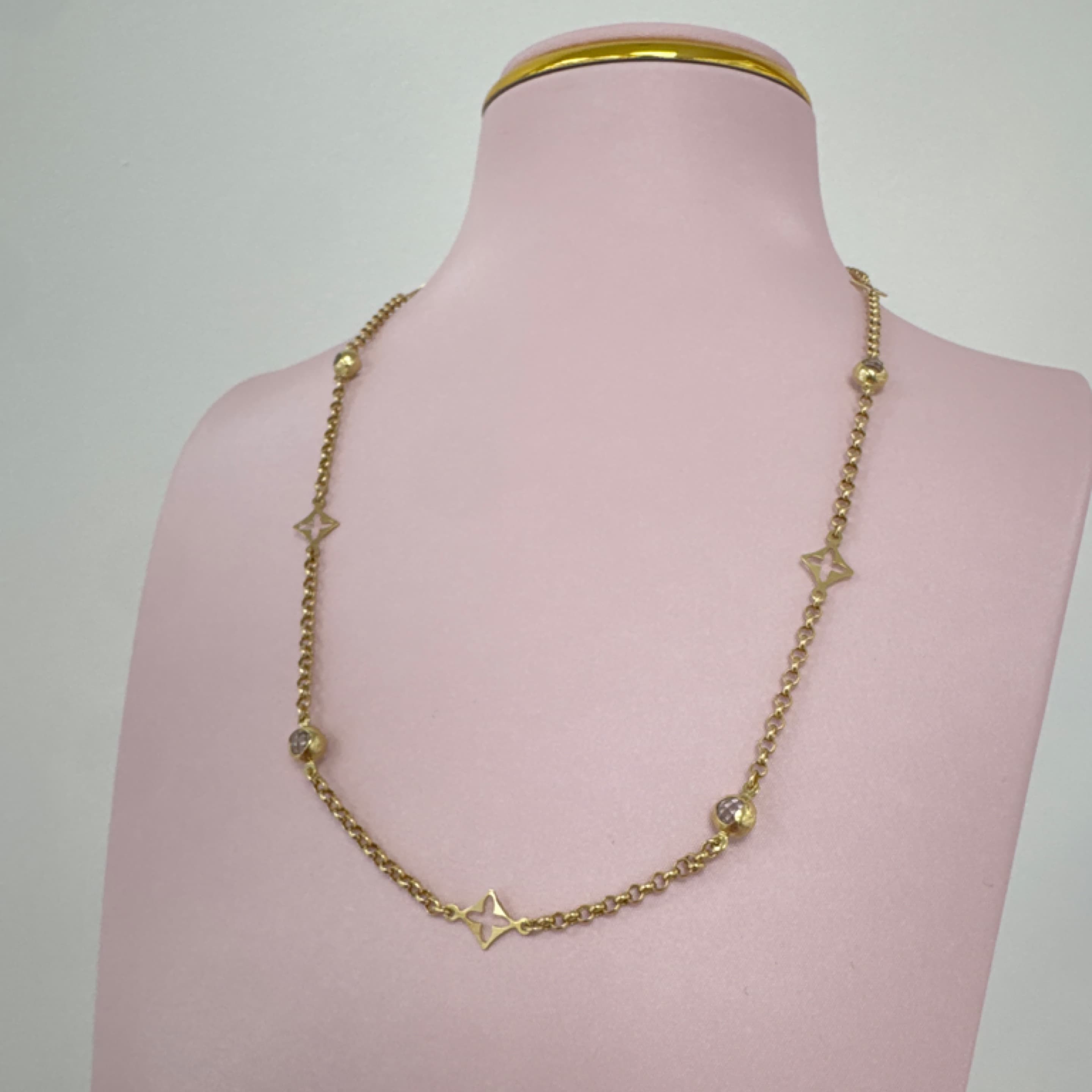 Rolo Flowers Necklace 14KT