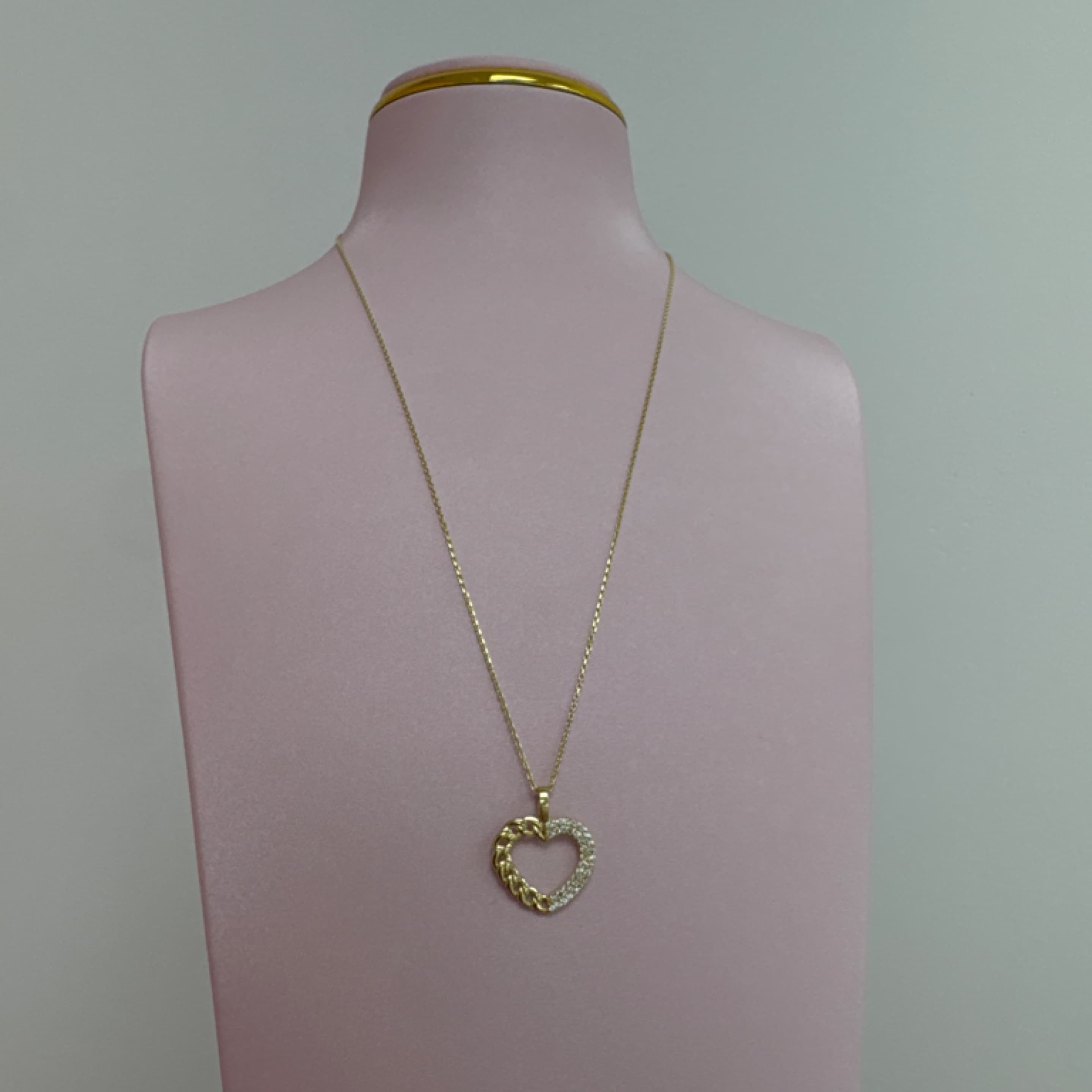 Elegant chain & two design heart pendant 10KT