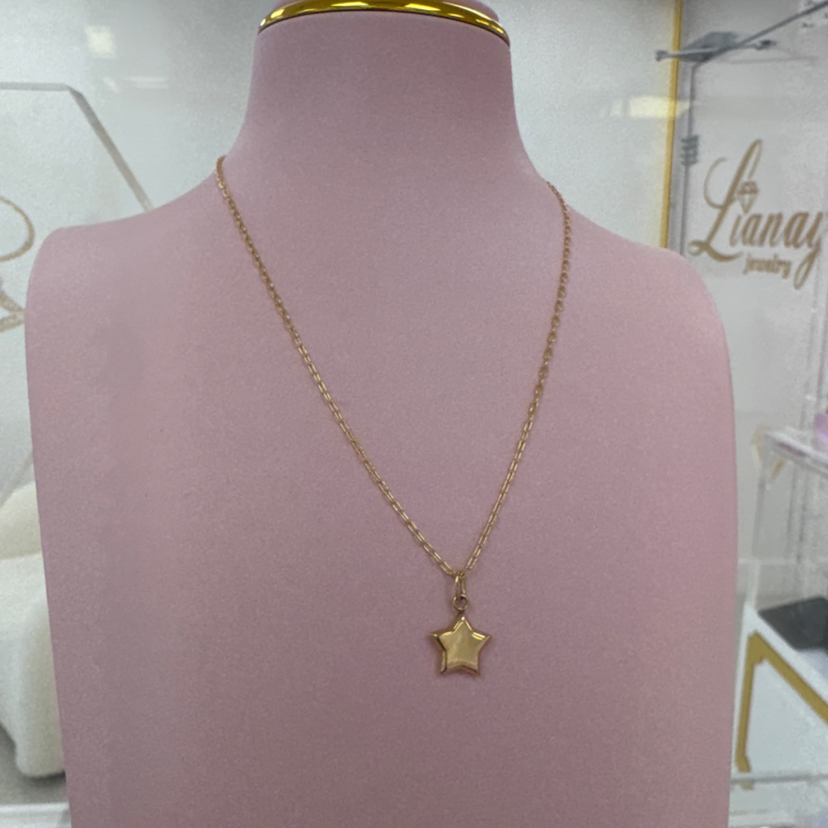 Paper clip chain & star pendant 14KT