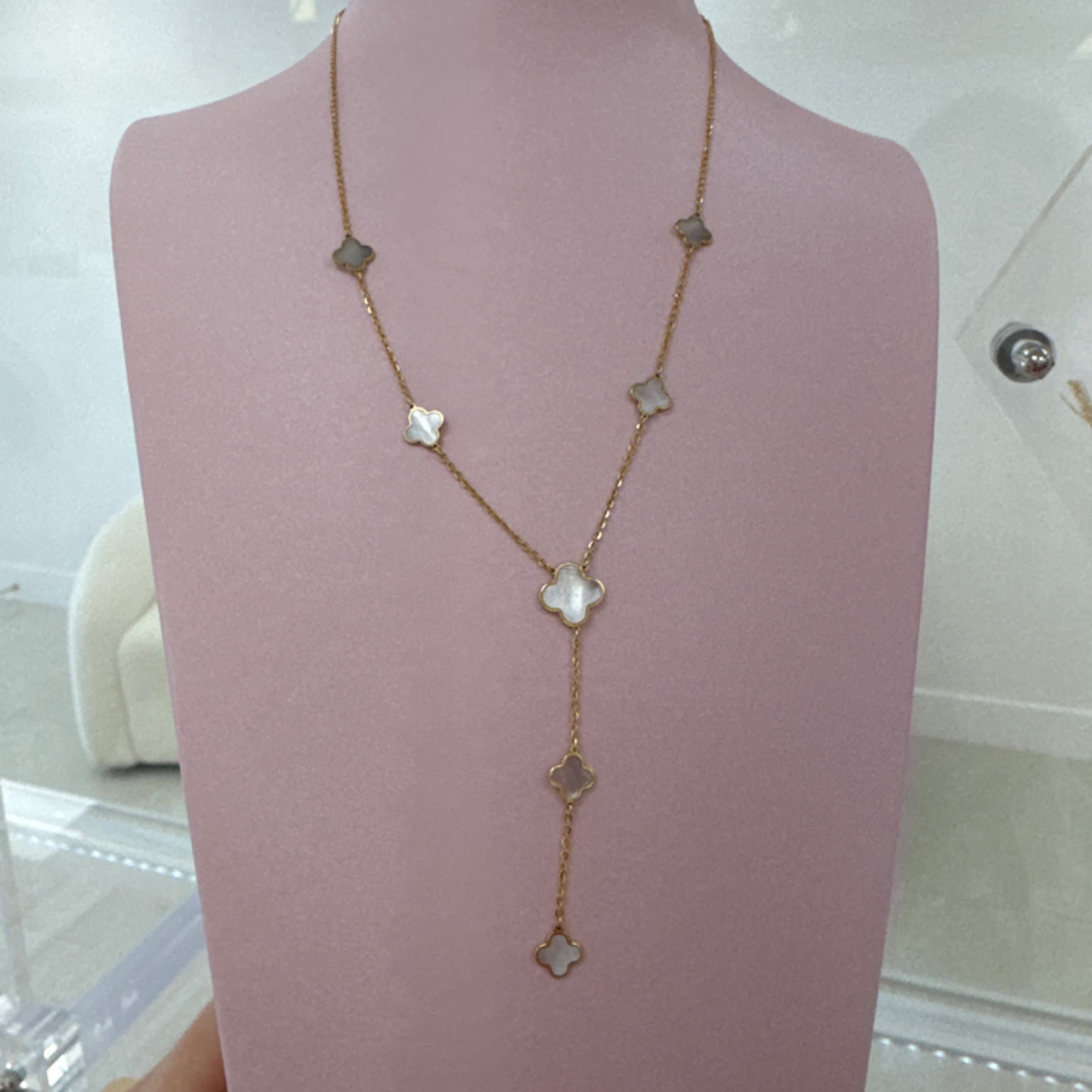 White Flower Necklace 14KT