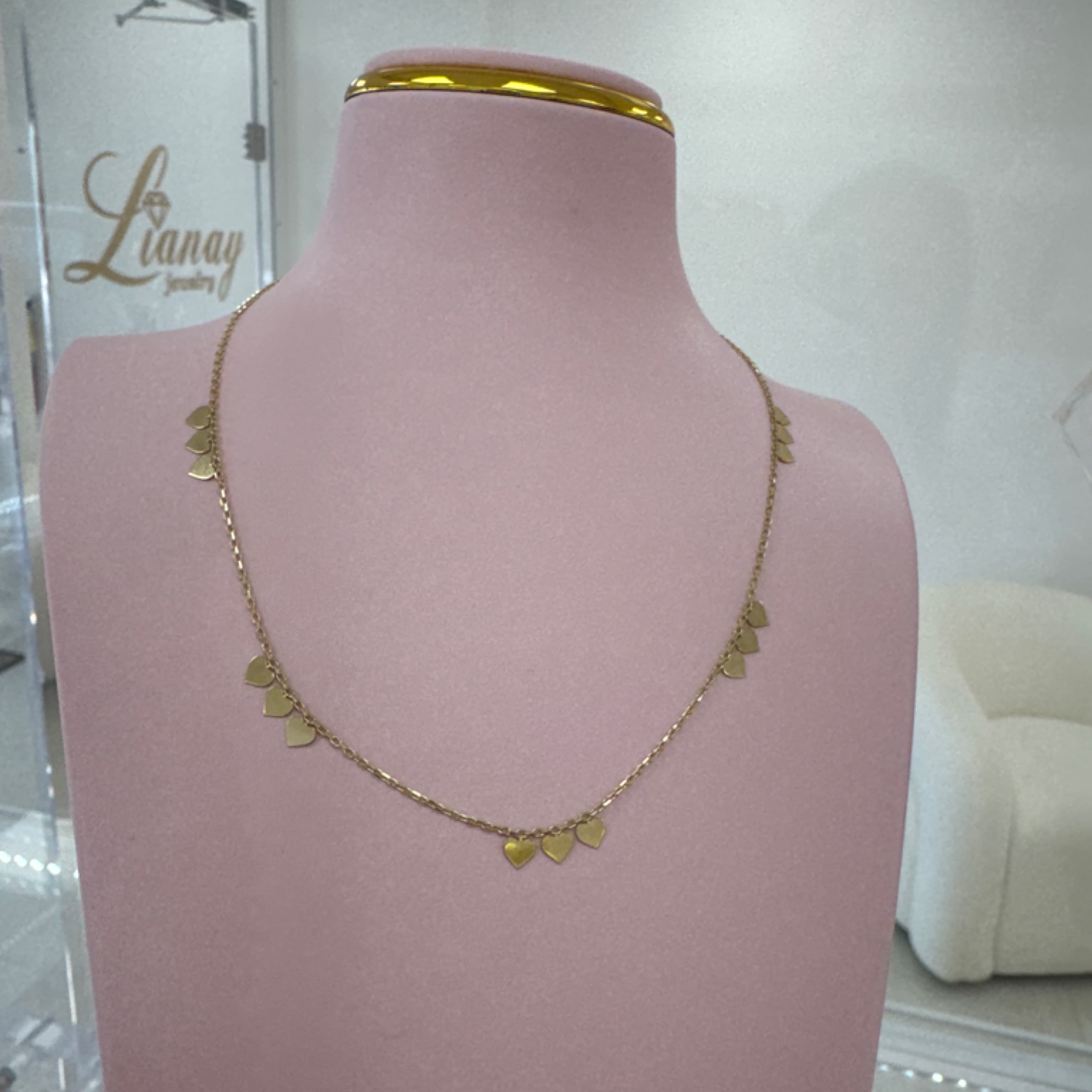 Elegant chain hearts pendant 10KT