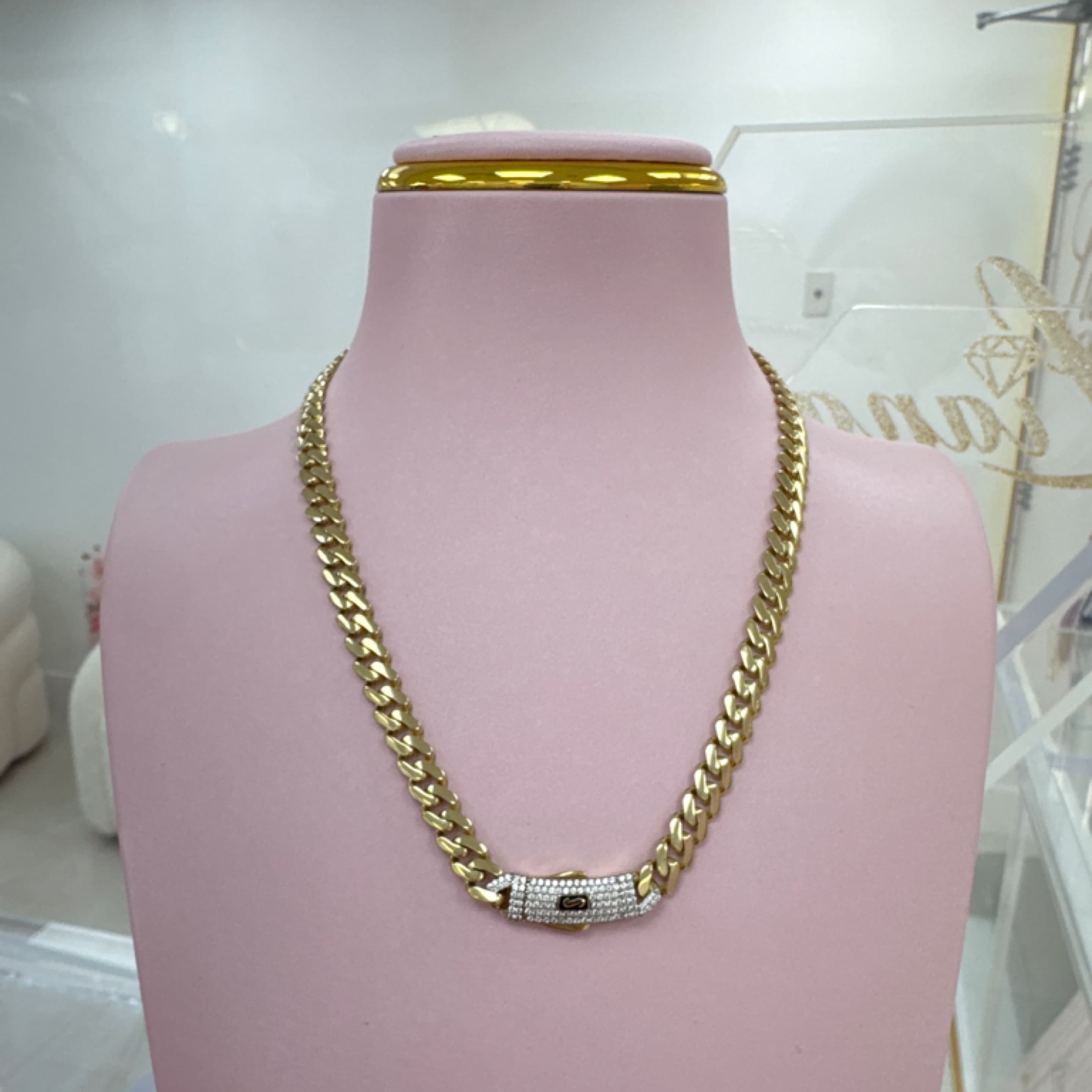 Monaco chain classic semi solid 6.5mm 10KT