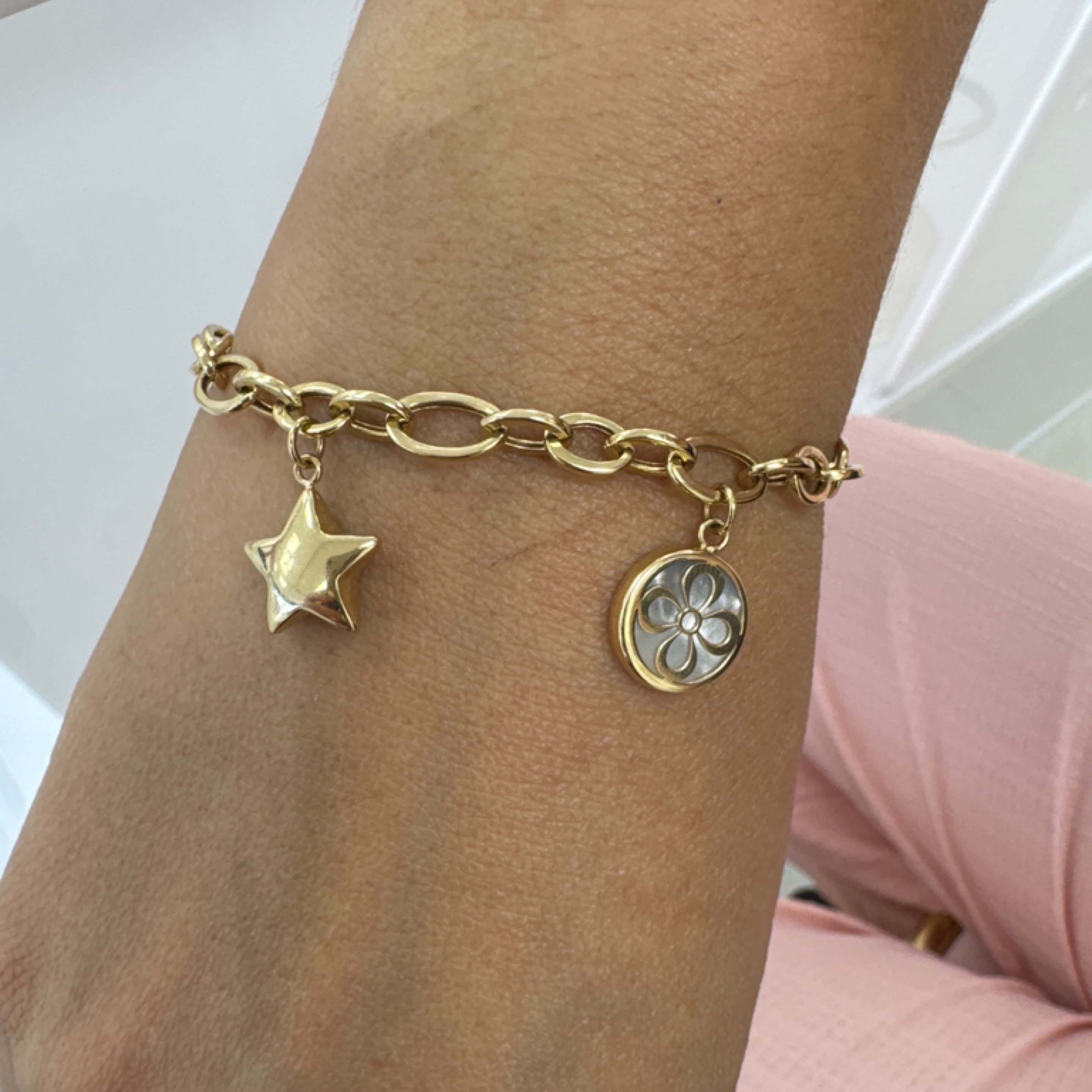Rolo big pendants bracelet 14KT