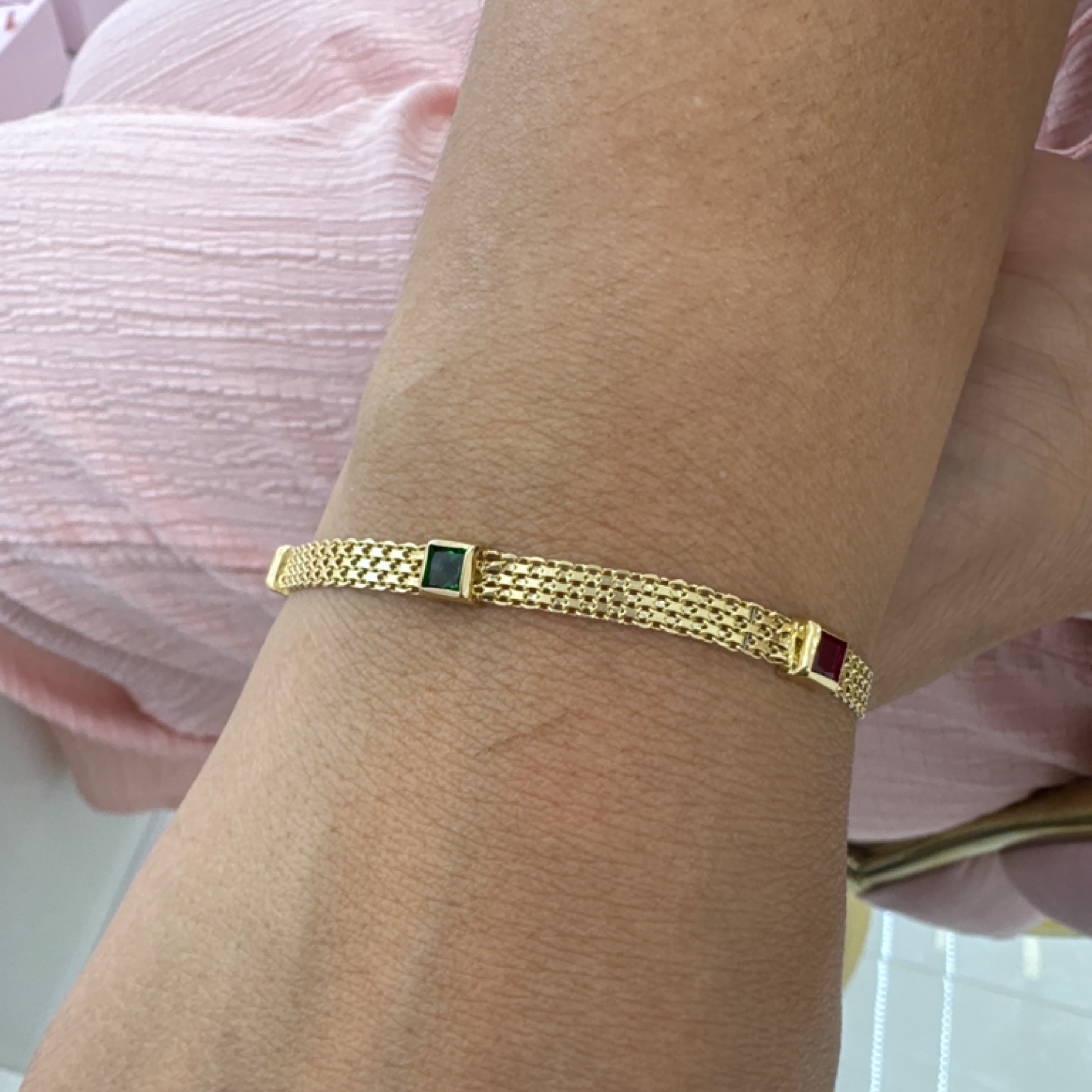 Bracelet of colored stones 14KT