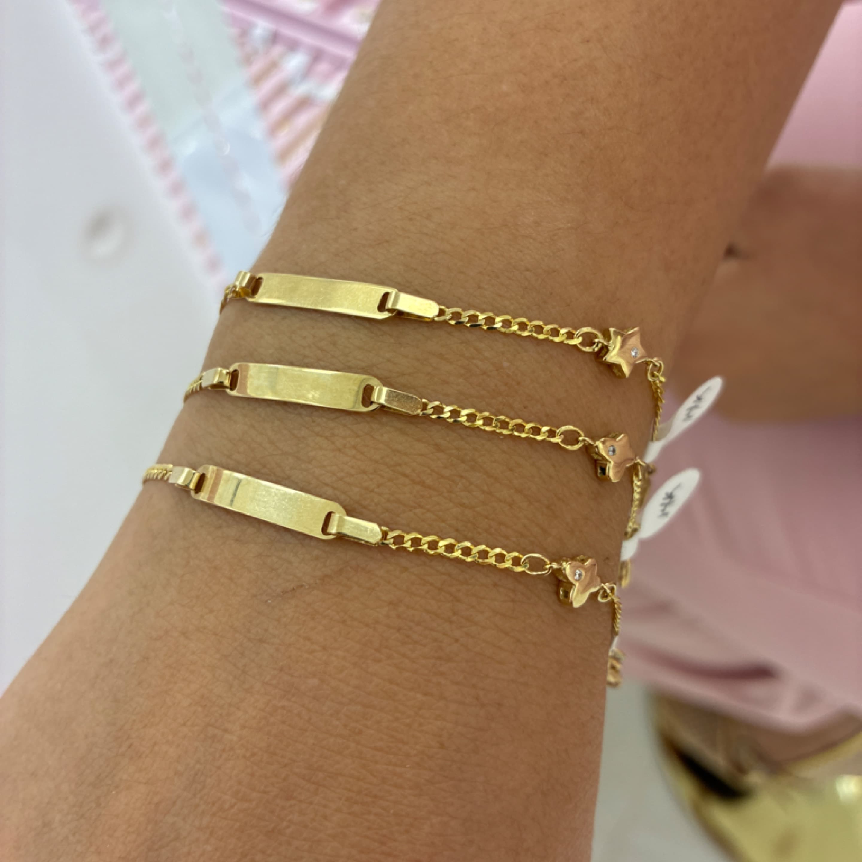 Corte de brillo baby bracelet with charm 14KT