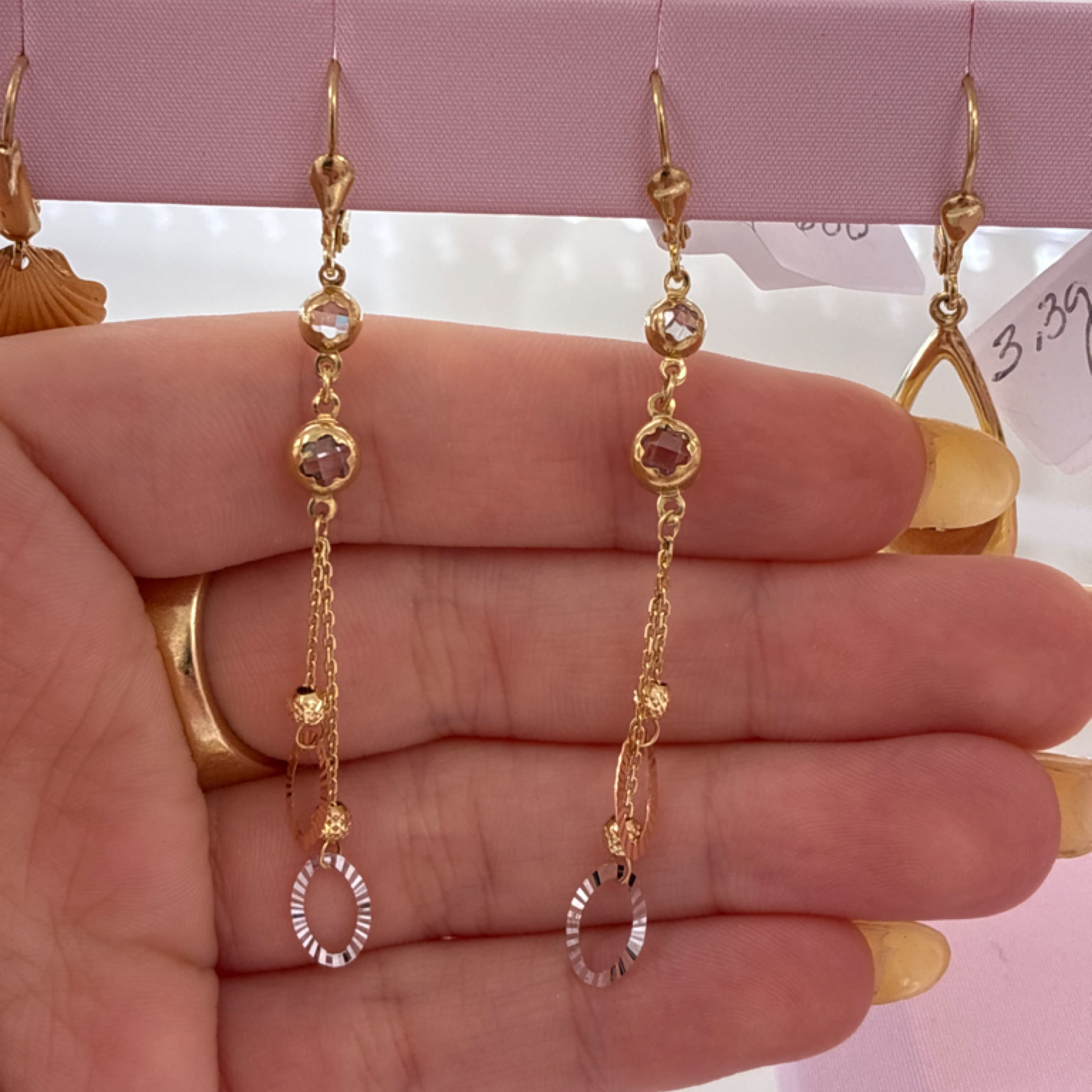3 gold pendant earrings 14KT