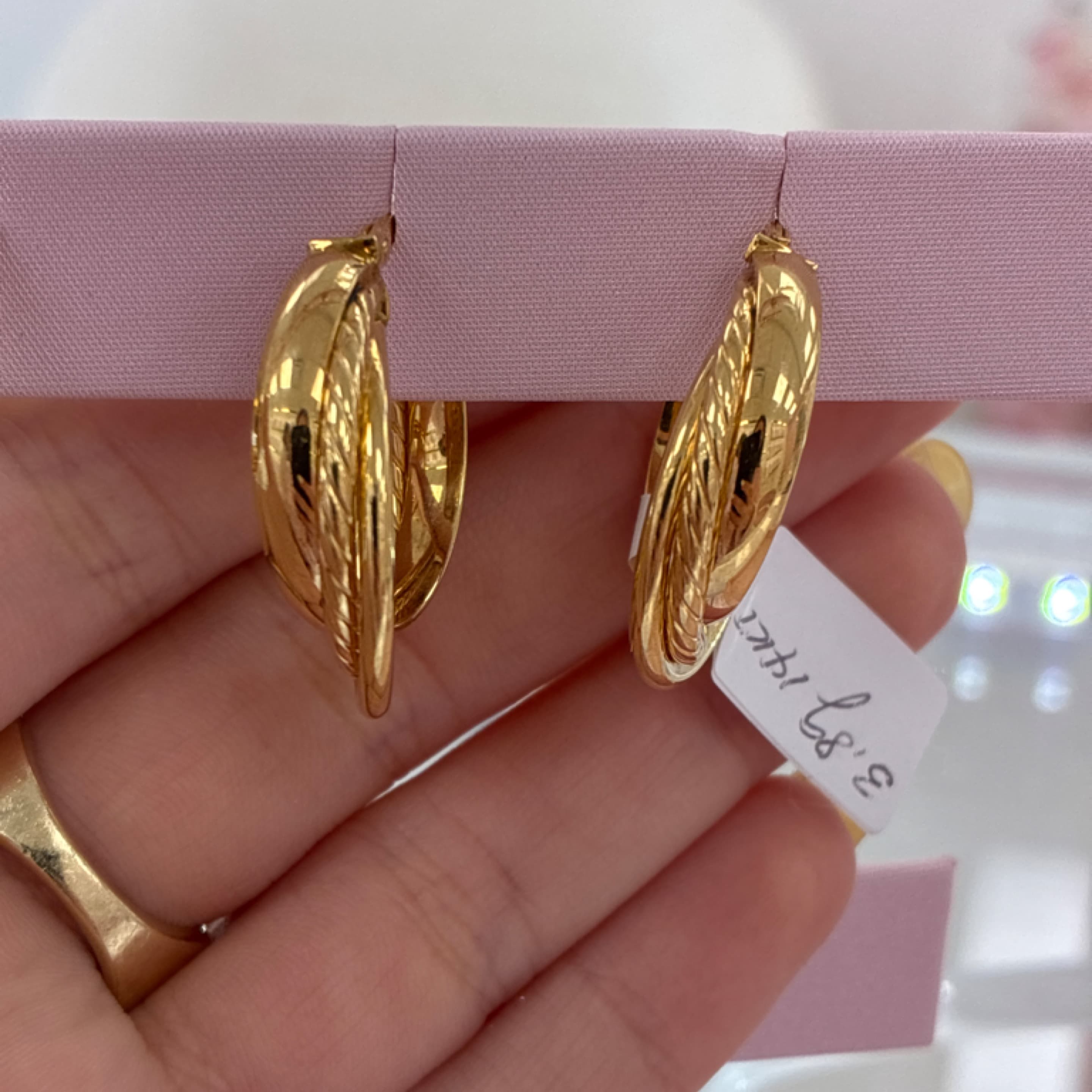 Hoop of three designs 14KT