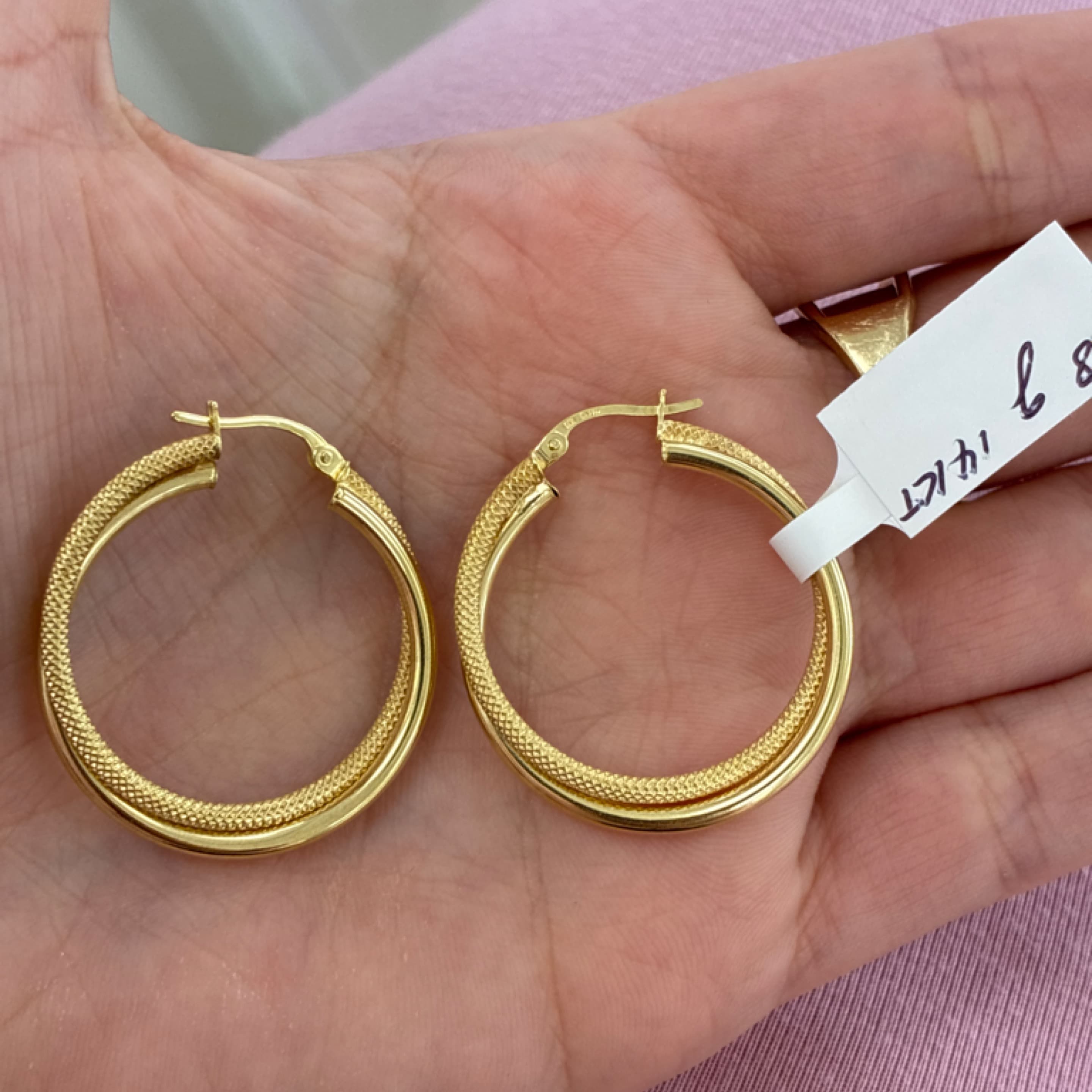 Large two design hoop 14KT
