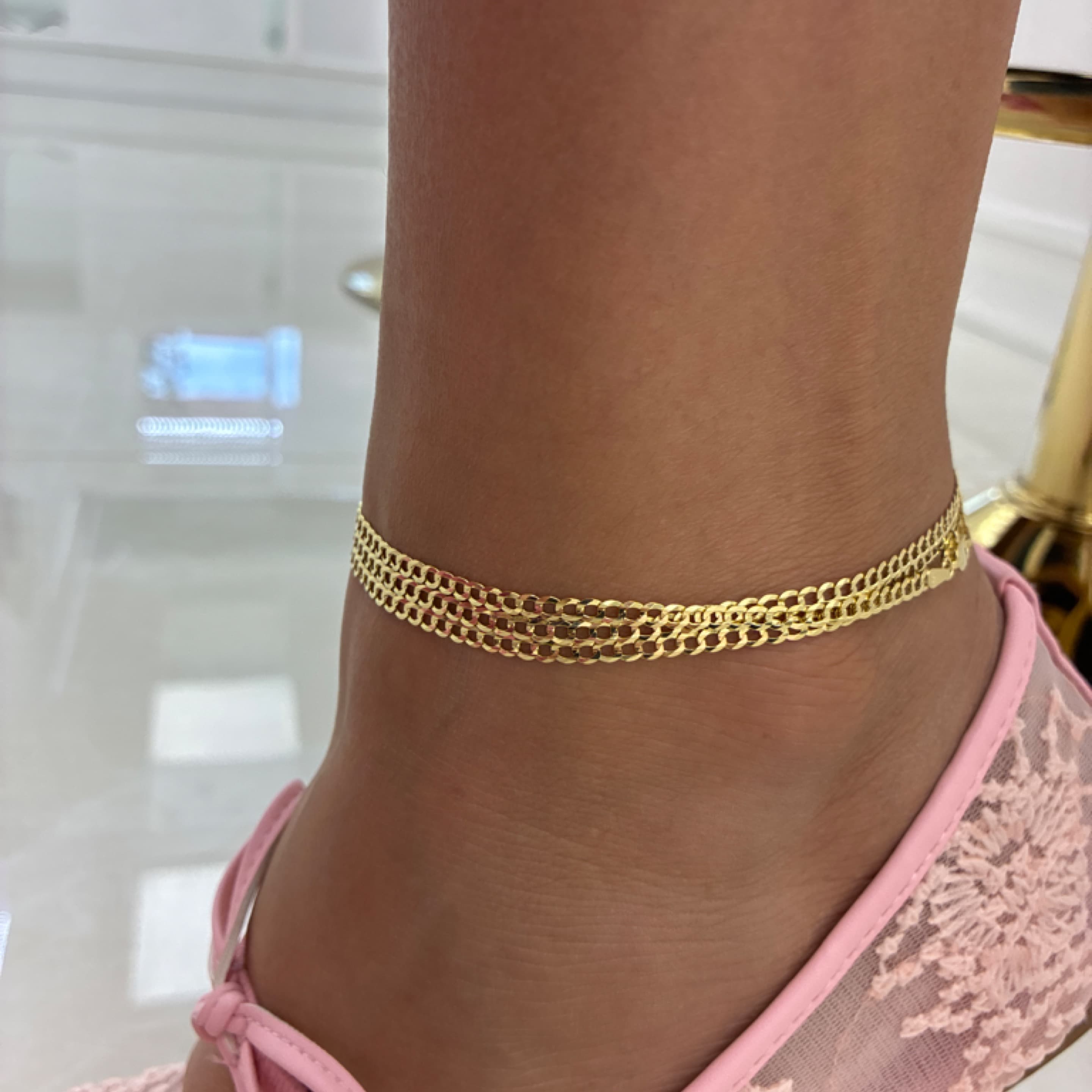 Corte de brillo Anklet 3mm 10KT