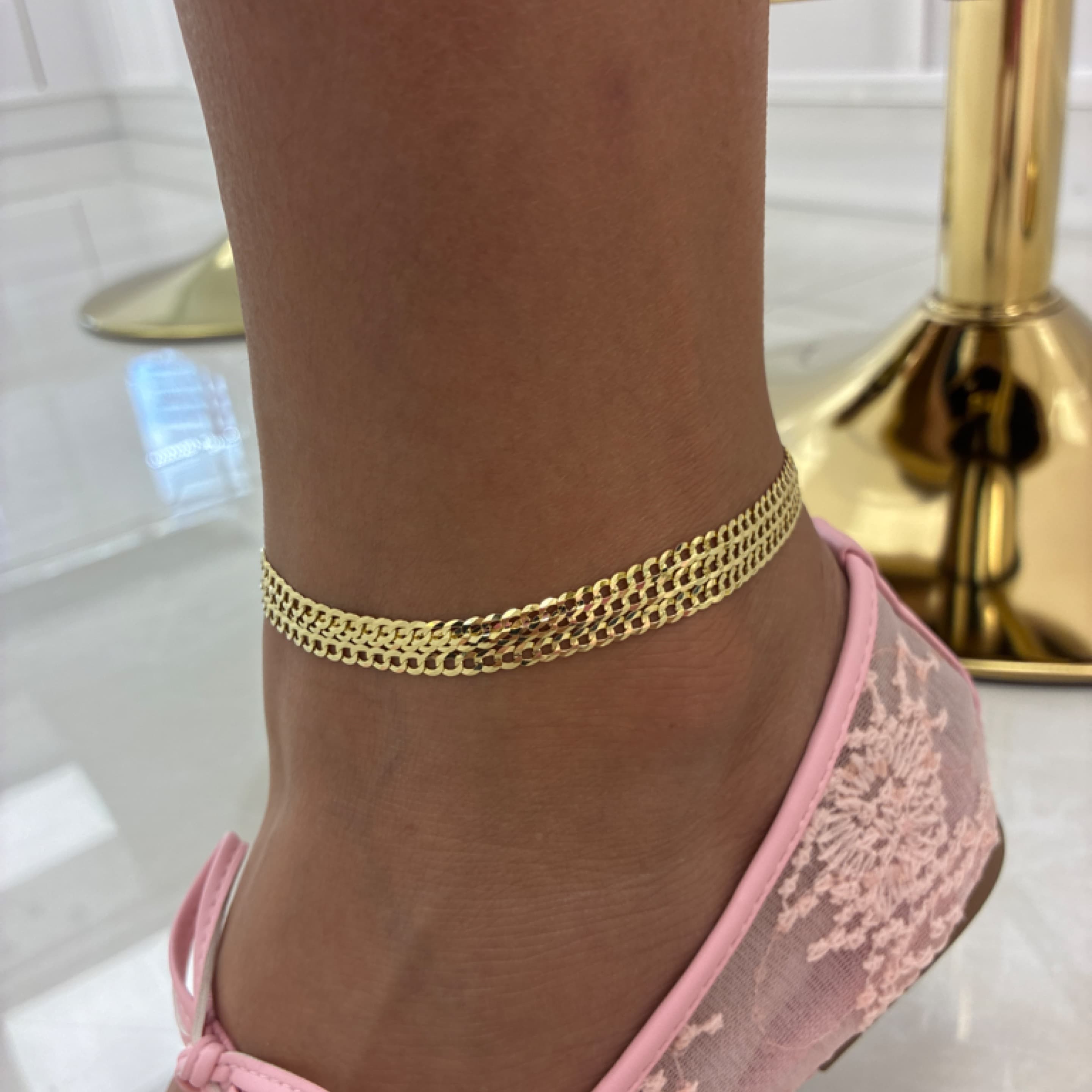 Corte de brillo anklet 3.5mm 10KT