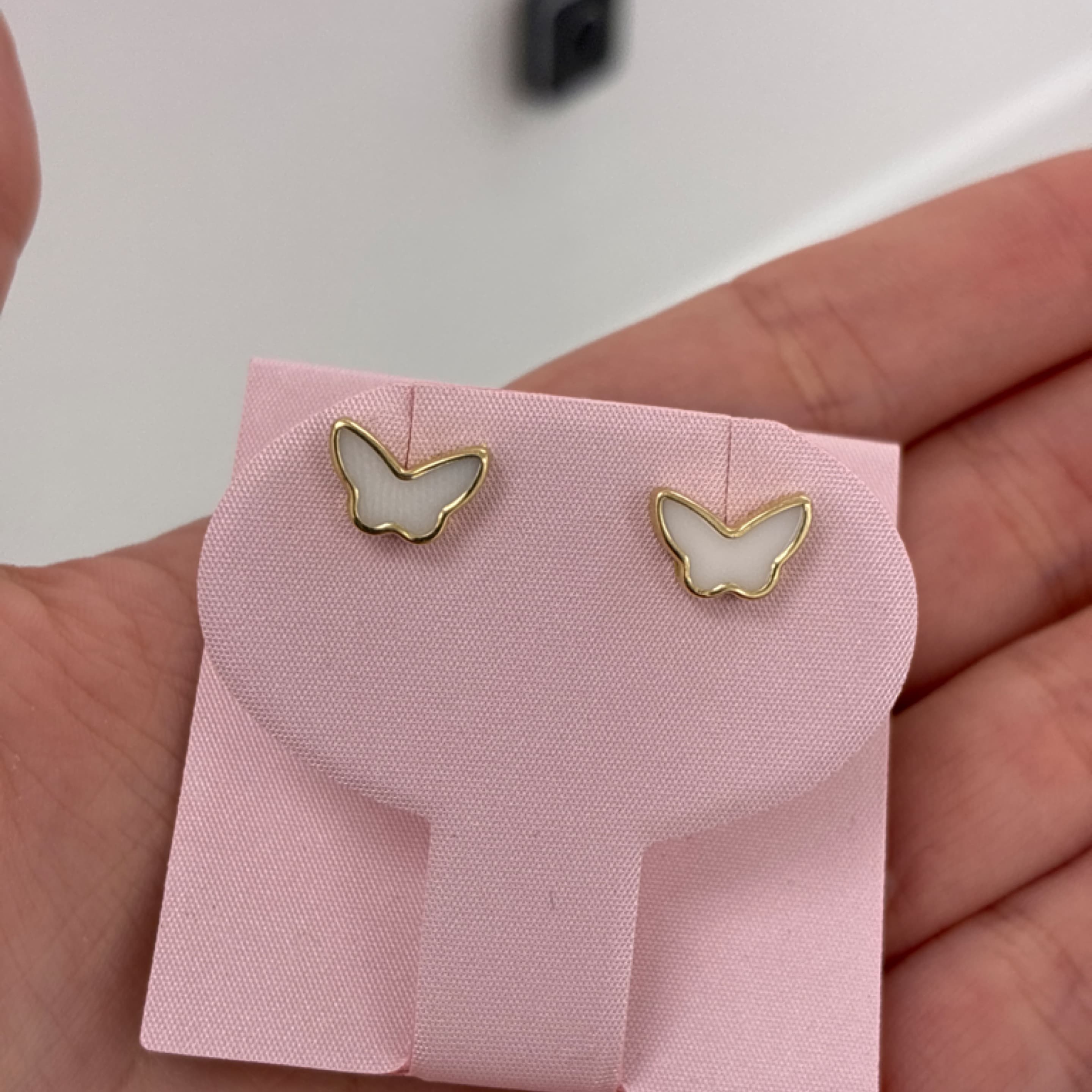 White butterfly earrings 10KT