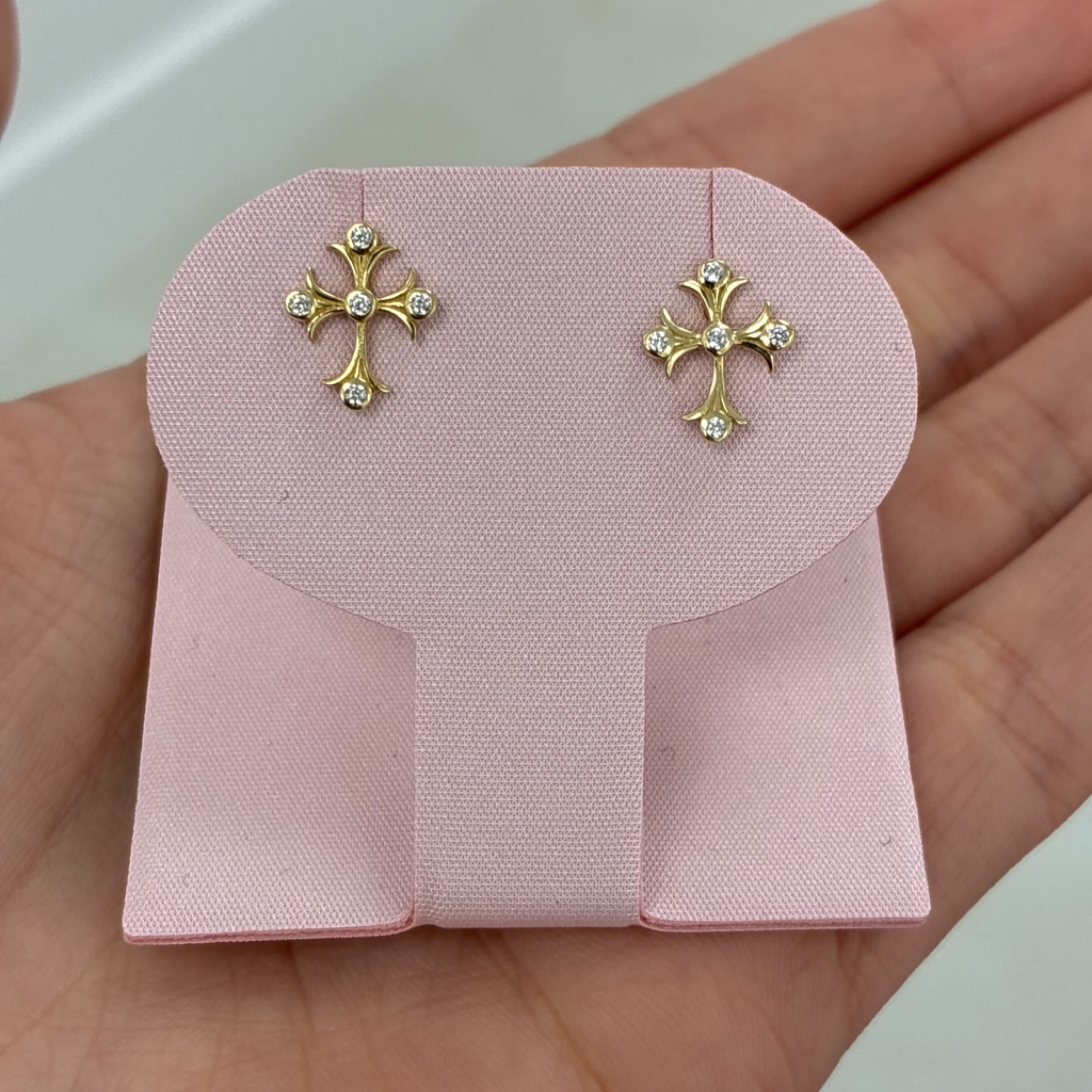 Thin cross earrings 10KT