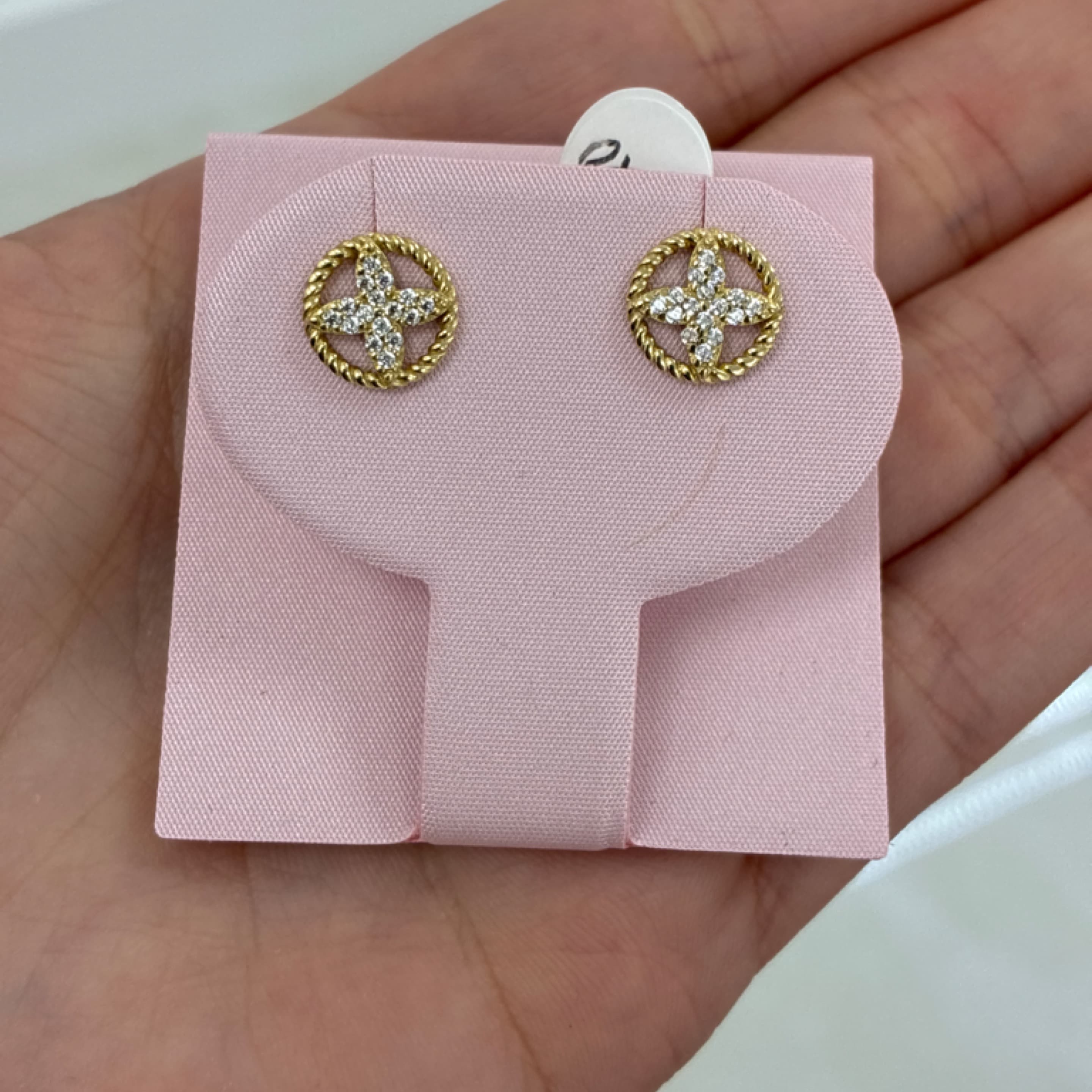 Round flower earrings ZC 10KT