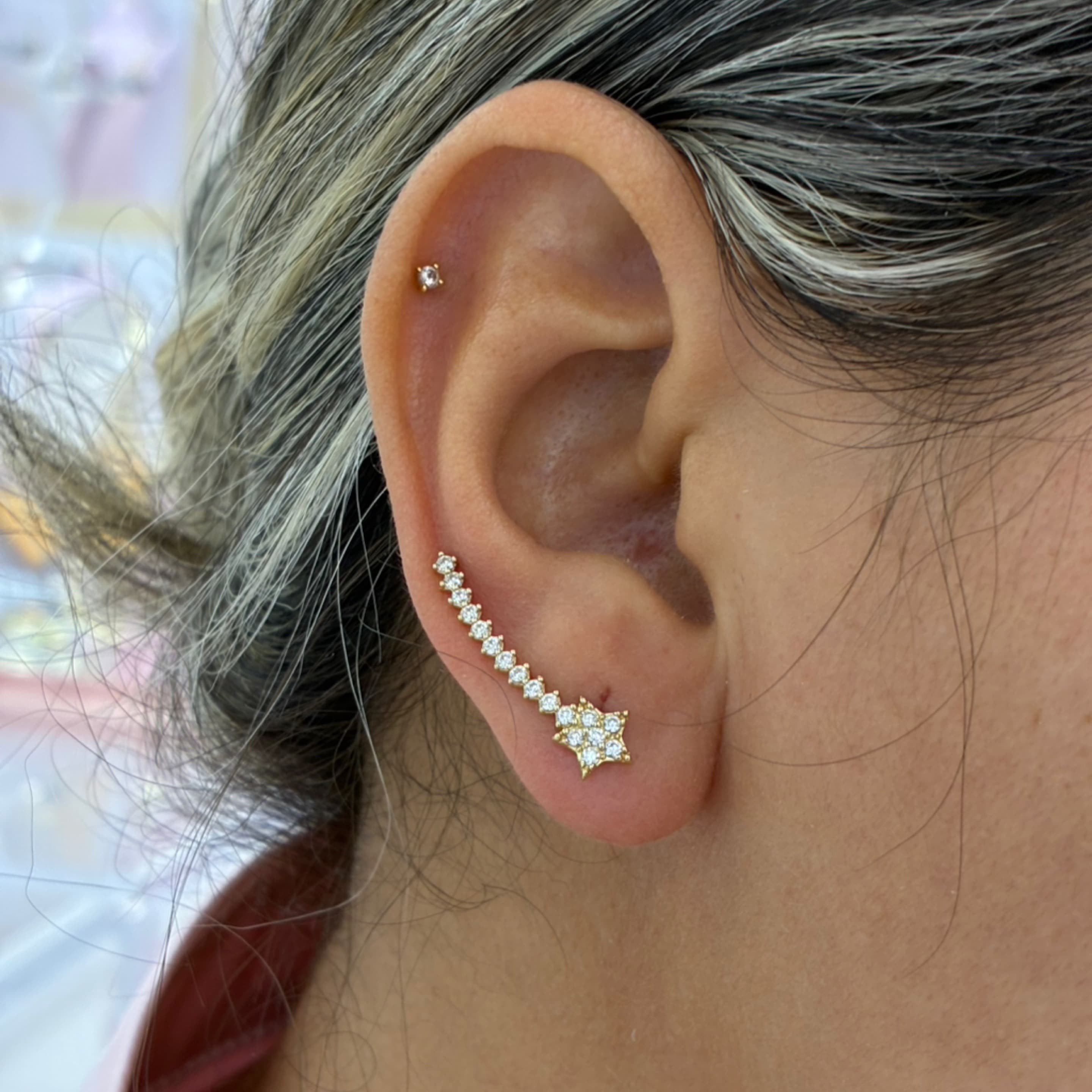 Star Ear climber earrings 10KT