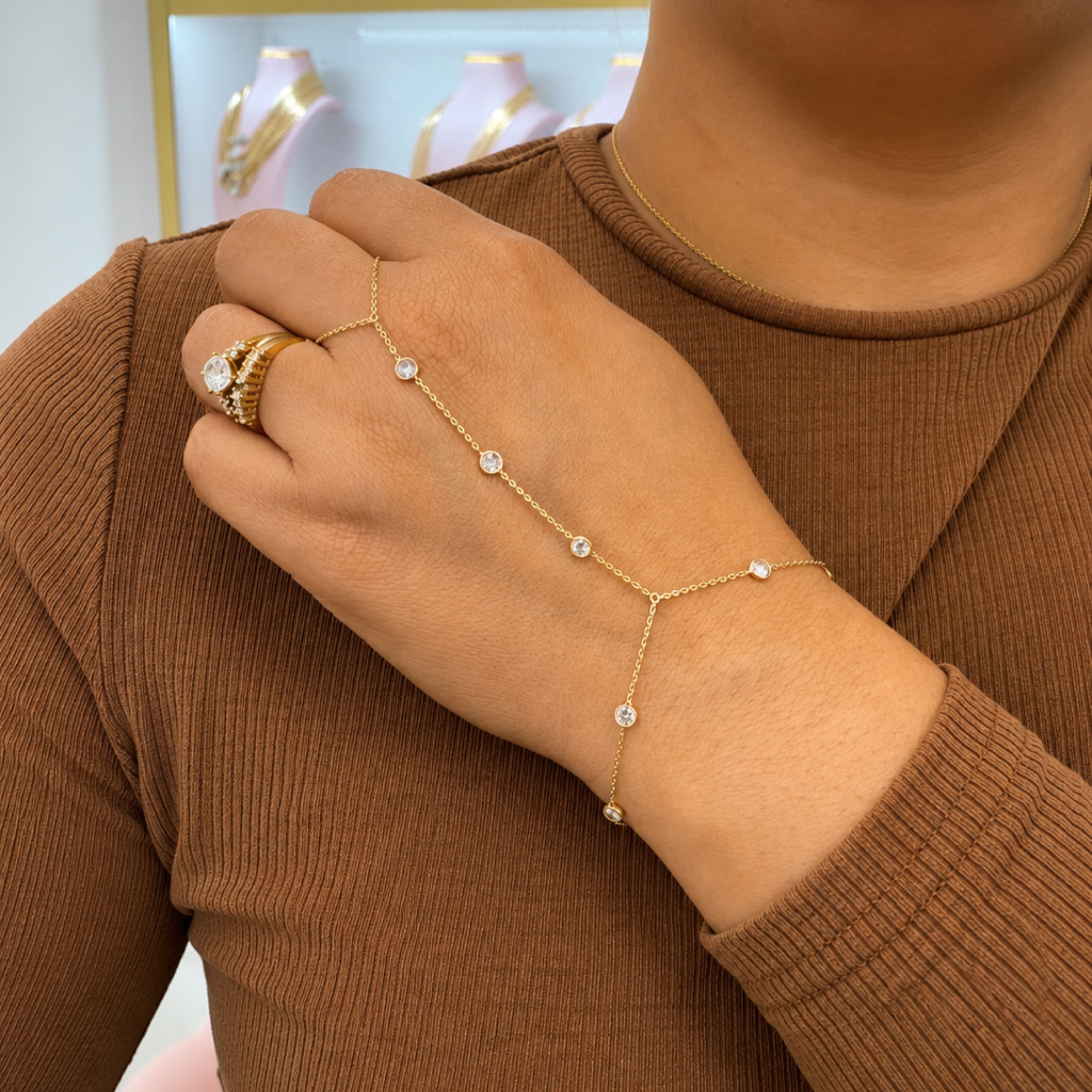White stone clon bracelet 14KT