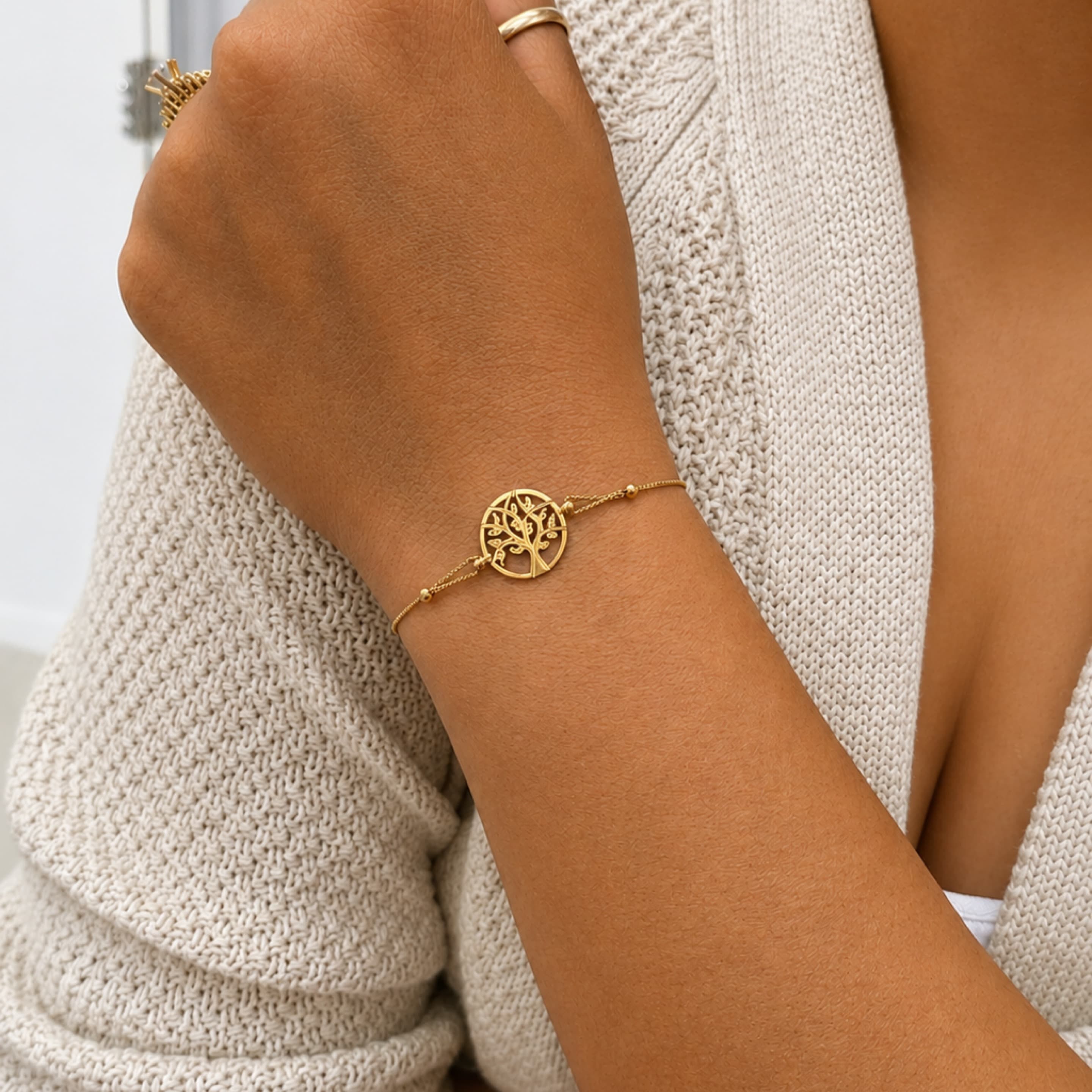 Adjustable tree of life bracelet 10KT