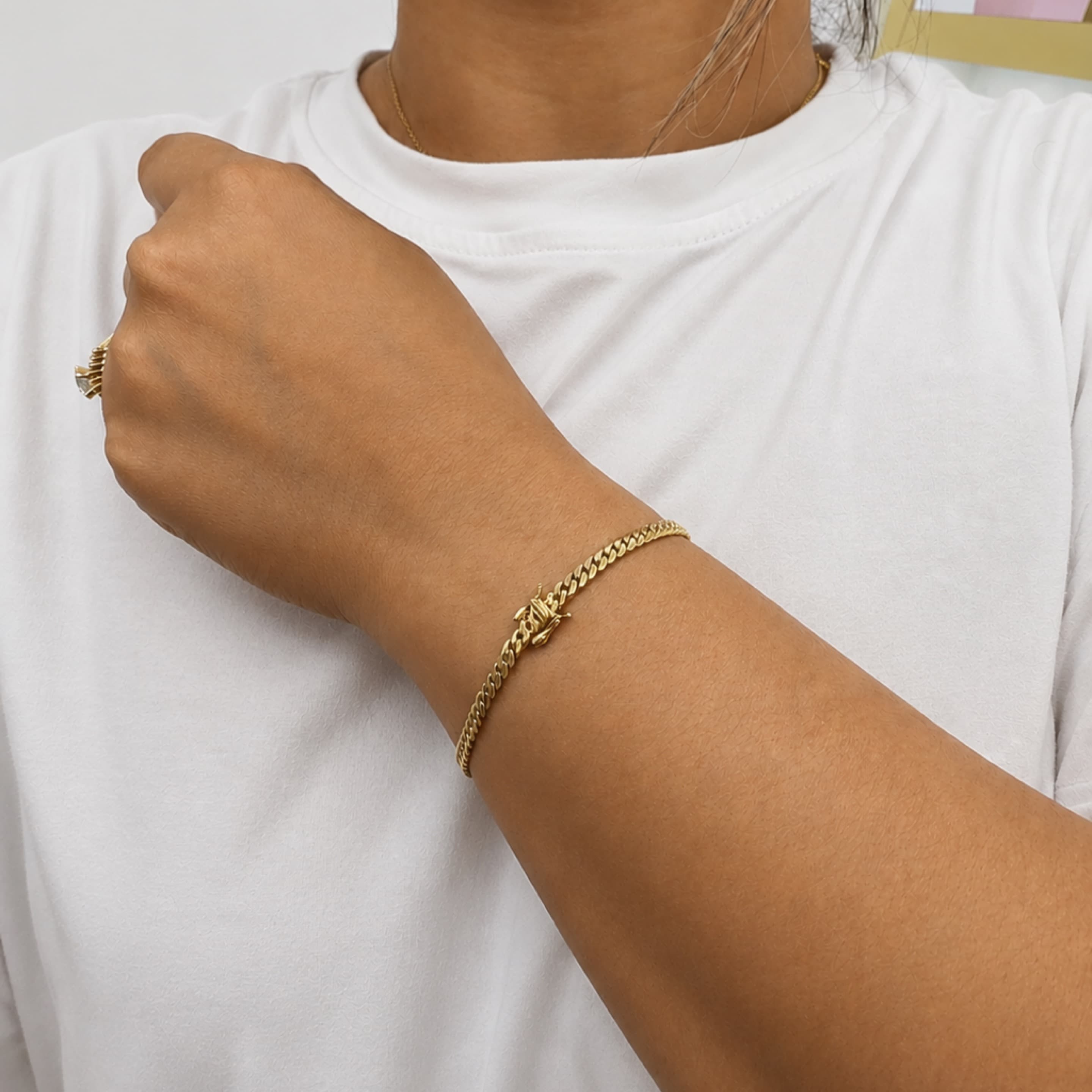 Micro Cuban link bracelet 4mm 10KT