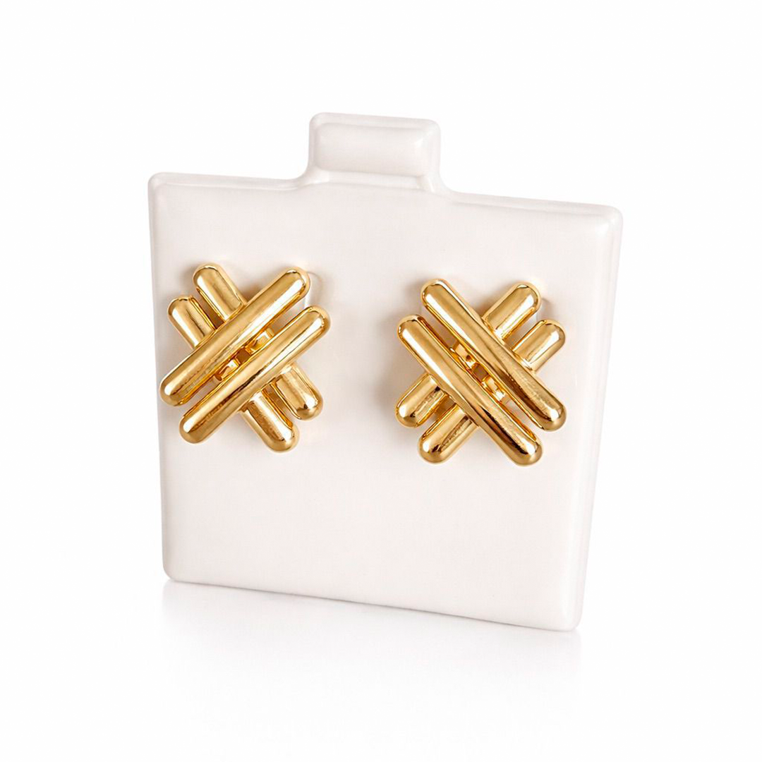 10K Gold X-Shape Stud Earrings