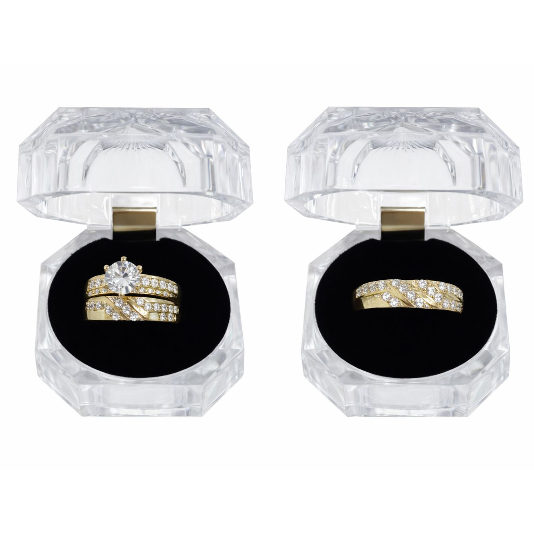 14K Gold Three-Piece Engagement Ring Set