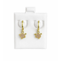 14K Gold Turtle Charm Drop Earrings
