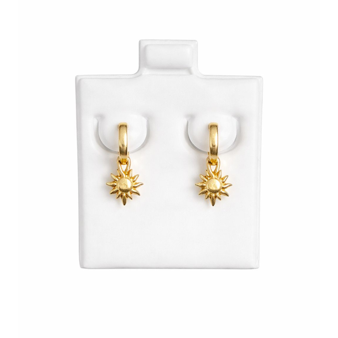 14K Gold Sunburst Drop Earrings