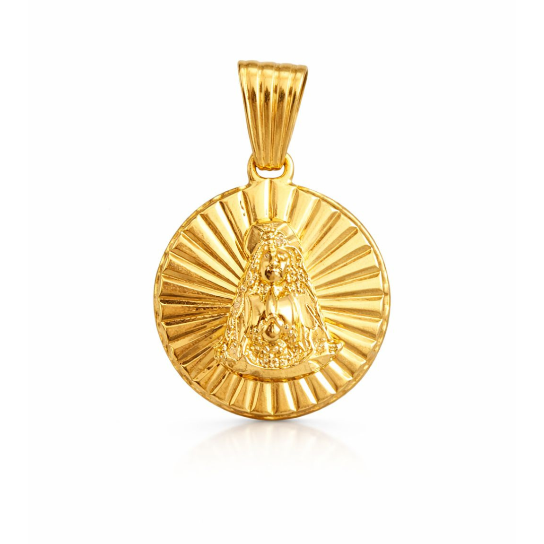 14K Gold Virgin of Charity Medallion Pendant