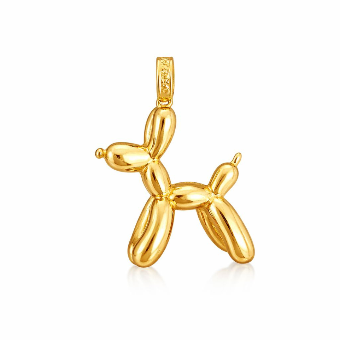 14K Gold Balloon Dog Charm Pendant