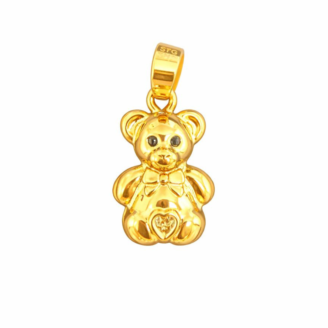 14K Gold Teddy Bear Charm Pendant