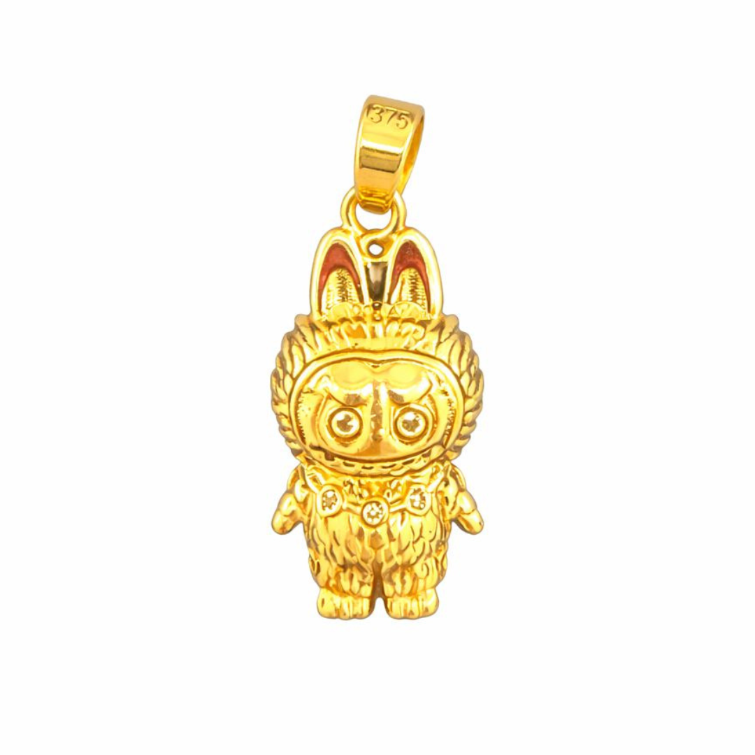14K Gold Labubu-Style Character Pendant