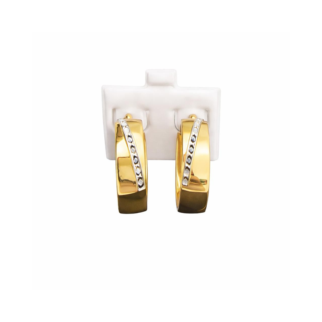 14K Gold Hoop Earrings with Diamond Accents