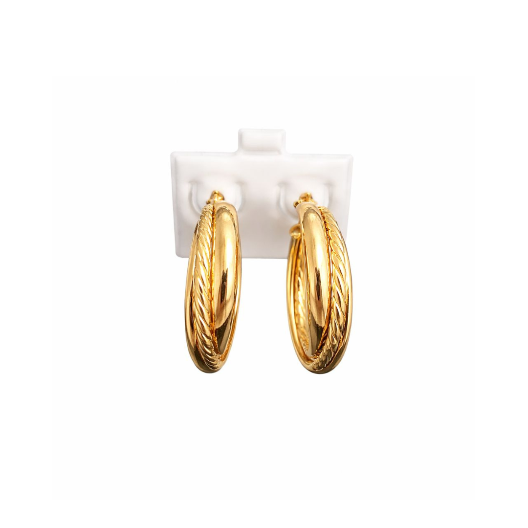 14K Gold Triple-Layer Hoop Earrings